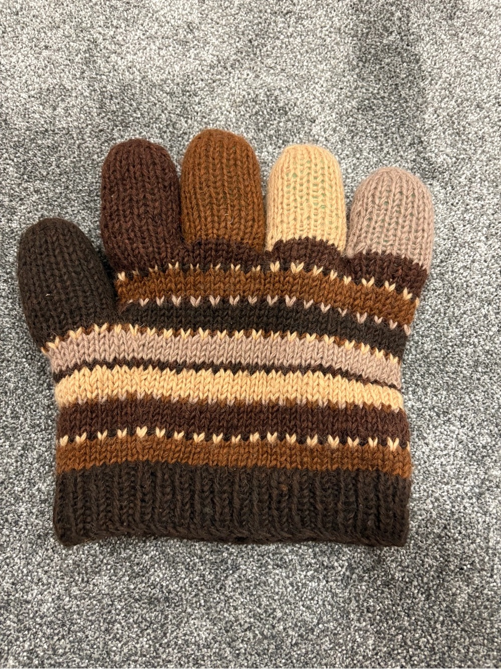 Striped Knit Men's 100% wool lining Turkey hat in Brown and Tan
